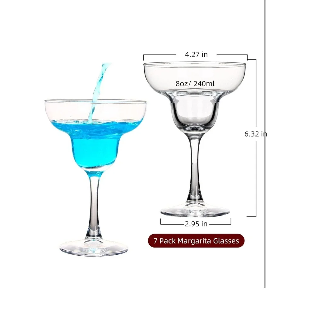 Margarita Glasses Set of 7 - Margarita Cocktail Glasses 10.25 Oz - Clear Daiquir